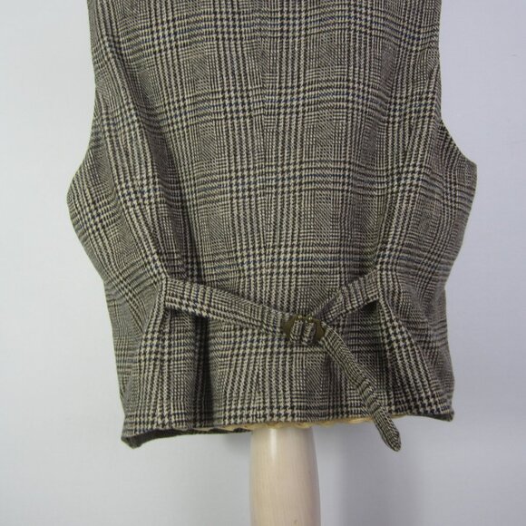 Eddie Bauer Women 18 Black Beige Houndstooth Plaid Wool Sleeveless Button Vest - Picture 5 of 11